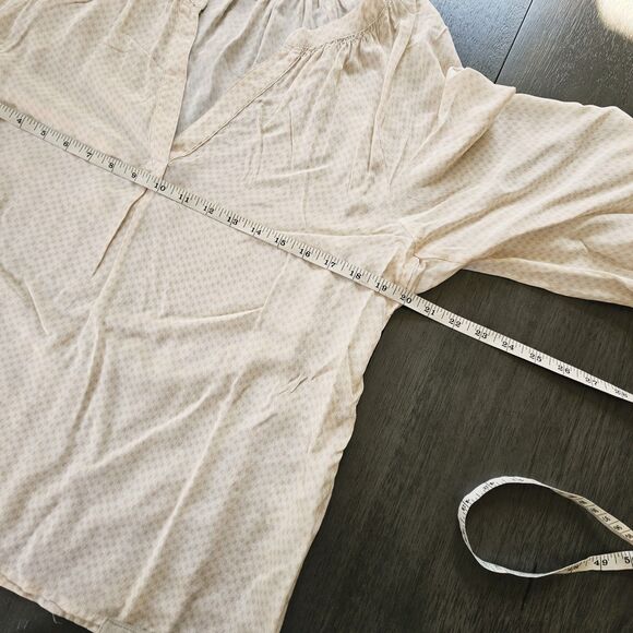 Joie Black Sheer Silk Puff Sleeve Blouse Top Career V Neck Pleated Peasant Med - Picture 4 of 7